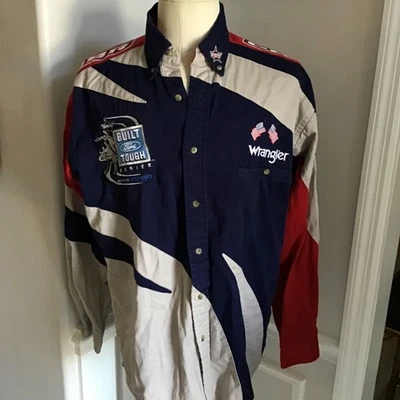 PBR Built Ford Tough Series Wrangler Shirt Mens SZ L Rodeo Bull Rider Cowboy VTG - Image 1 of 4