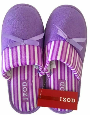 Chinelos femininos Izod verão arranhões slides listrados tamanho grande 9-10 roxo - Imagem 1 de 4