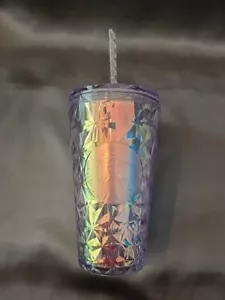 Starbucks 16oz. Grande Christmas 2023 Iridescent Diamond Prism Crystal Tumbler - Picture 1 of 4