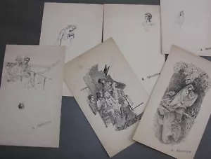 AMOUROUX. 7 dessins à l’encre fin XIXème siècle. - Foto 1 di 4