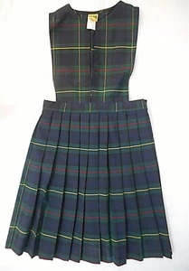 Girls R/K Multi-Color Plaid V-Slit Uniform Dress Reg & 1/2 Sizes 4 - 14 1/2 - Picture 1 of 5