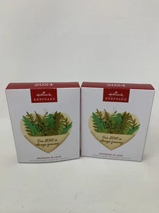 (x2)-Hallmark 2024 GROWING IN LOVE Metal & Fabric Christmas Ornament-BRAND NEW - Picture 1 of 5