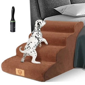 Dog Stairs for Small Dogs,4-Step,Foam Dog Steps&Ramps for Couch/High Beds wit... - Picture 1 of 7