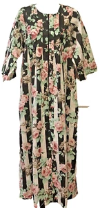 Anthony Richards Muumuu Women's Medium Duster Stripe Floral Zip Dress Vtg - Picture 1 of 13