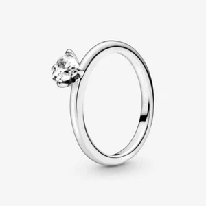 *BRAND NEW* Pandora Moments Sterling Silver CZ Heart Solitaire Ring 198691C01 - Picture 1 of 5