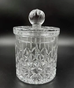 Block Olympic Crystal Biscuit Jar Barrel & Lid Mouth Blown Made in Poland EUC 8" - Picture 1 of 9
