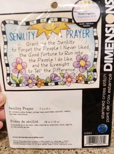 Dimensions Stamped Cross Stitch Kit Senility Prayer 6945 7 x 5 - Picture 1 of 5