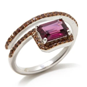 Rarities Womens Sterling Silver Purple Garnet Red Diamond Wrap Style Ring Size 7 - Picture 1 of 4