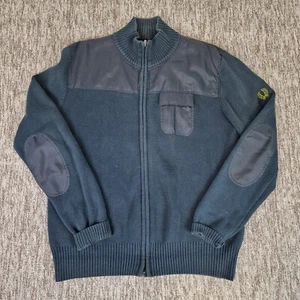 FRED PERRY Sportswear Vintage Mens Large Full Zip Blue Cotton Cardigan *Pls Read - Picture 1 of 19