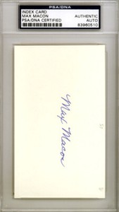 Max Macon Autographed Signed 3x5 Index Card Brooklyn Dodgers PSA/DNA #83960510