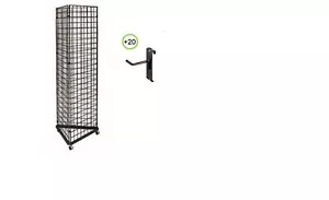 New! 3-Sided Gridwall Triangle Display + 20 Pcs. 6" Gridwall Hooks - Black - Picture 1 of 1