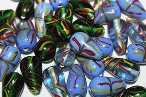Lampwork -Glass Beads-Gold/Flower Work - 12 x 20 mm Drop - 24 & 50 Beads/Pack - Picture 1 of 8