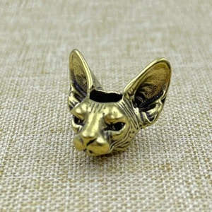 Brass Sphinx Cat Lanyard Knife Beads Pendant For Spyderco DIY - Picture 1 of 12
