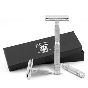 Maquinilla de afeitar de seguridad de doble filo Haryali para hombre y mujer, maquinilla de afeitar de viaje de acero inoxidable - Imagen 1 de 9