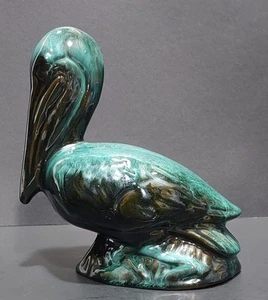 Vintage Blue Mountain Pottery Green/ Black Hand Glazed Pelican - Picture 1 of 15