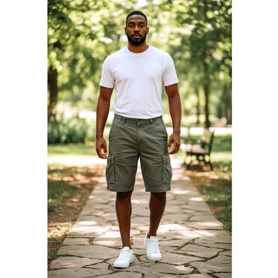 Pantalones Cortos de Carga Northpoint Para Hombres Caqui Talla 44 Bolsillos Utilitarios Informales Exterior Oliva Foto 1 de 4