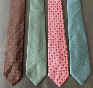 VTG Lot 4 Chaps Ralph Lauren Men’s Ties Green Pink Brown Paisley Geometric Silk - Picture 1 of 8