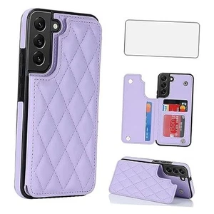 Asuwish Phone Case for Samsung Galaxy S22 Plus S22+ 5G Wallet Cover with Purple - Picture 1 of 8