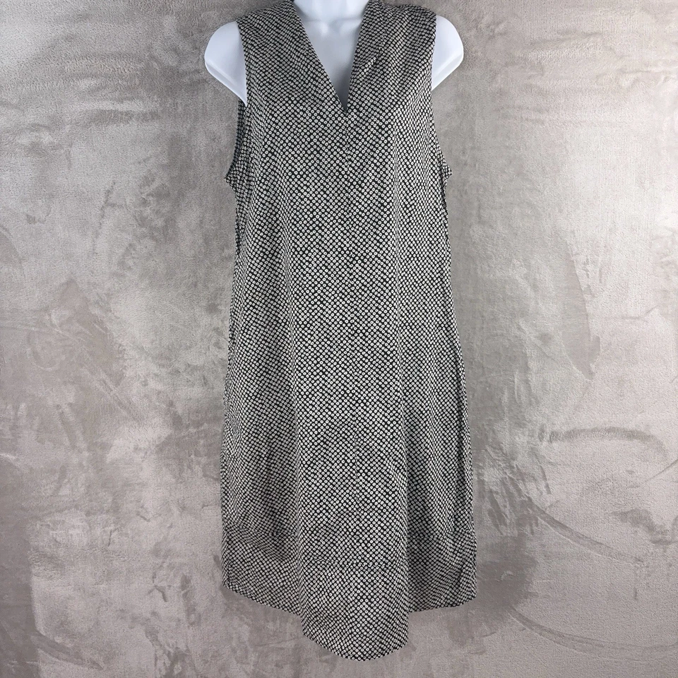 Eileen Fisher Sleeveless Dress Womens Size Medium Black White Print - Image 1 of 4