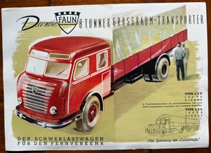 Prospekt FAUN 1950er Lkw Typ L8V, L8L 8-Tonner Schwerlastwagen techn. Daten - Photo 1/3