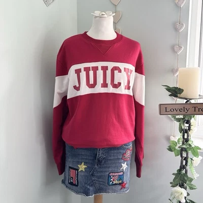 Juicy Couture Women's Jumper Sweatshirt Size Small Red & White - Image 1 of 4