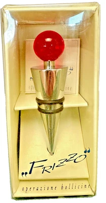 NUEVO EN CAJA Universal Cromo con Tapón de Botella Perla de Vidrio Rojo FRIZZO Italia FlashDue Foto 1 de 4