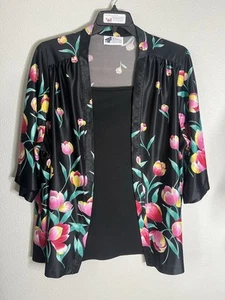 Vintage Top Notch Shirt Womens Plus 28W Floral Tunic Tank Colorful Tulips - Picture 1 of 4
