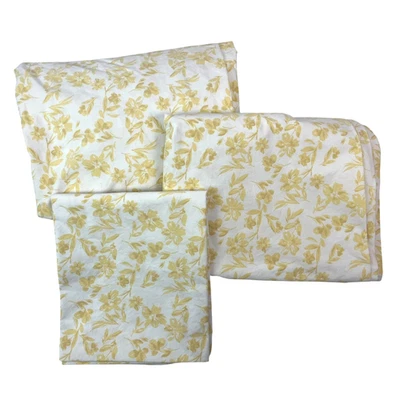 Juego de 3 sábanas dobles Ralph Lauren de algodón suave percal amarillo flores cottagecore Foto 1 de 4