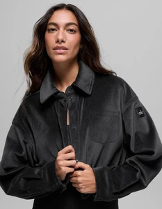 Chaqueta corta de terciopelo acanalado ALO para montaña negra - Imagen 1 de 4