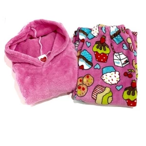 Made With Love & Kisses Plush Girls Loungewear Set Camp Pajamas Size 12 - Picture 1 of 6