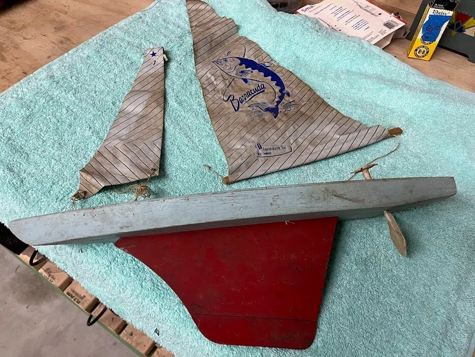 Vintage Rare Barracuda Wooden Pond Sailboat Made in USA - Image 1 of 4