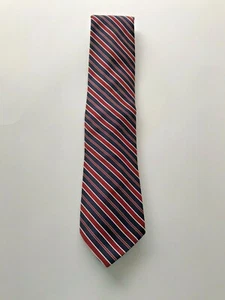 Vintage Herren Krawatte Krawatte Oleg Cassini von Burma rot weiß blau diagonale Streifen - Bild 1 von 2