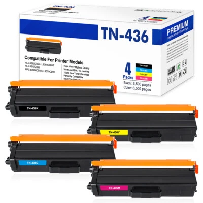 4-Pack TN436 Toner Compatible for Brother TN433 HL-L8360CDW HL-L8360CDWT Printer - Image 1 of 4