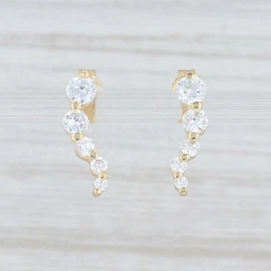 Pendientes Colgantes De Zirconia Cubica En Plata De Ley Baño De Oro - Imagen 1 de 4