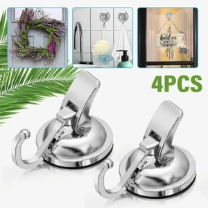 4Pcs Heavy Duty Strong Suction Cup Hooks Waterproof Wall Hanger Kitchen Bathroom - Picture 1 of 9