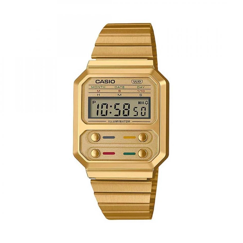 Reloj Unisex CASIO A100WEG-9ADF Acero Dorado VINTAGE Chrono Alarm - Imagen 1 de 1