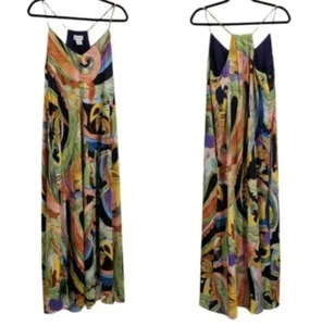 Nicole Miller Neu mit Etikett abstrakt bunt Racerback ärmelloses Maxikleid Größe 14 - Bild 1 von 11