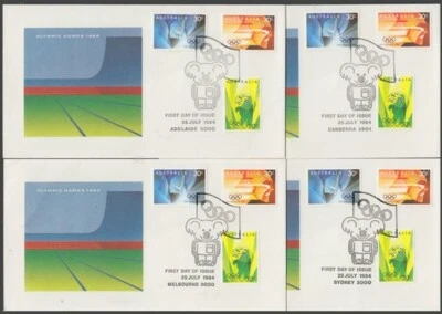 AUSTRALIA 1984 OLYMPIC GAMES FDC’s (x8) DIFFERENT POSTMARKS (ID:111/D54425) - Image 1 of 2