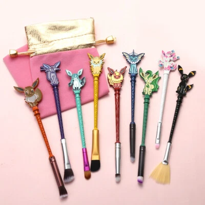Anime Pokemon GO Eevee Make up Brushes Cosmetics Makeup Tool Brush Gift 9PCS Set