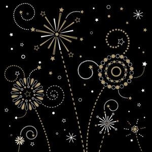 Serviette "Fireworks" in Schwarz-Gold aus Tissue 3-lagig, 33 x 33 cm, 20 Stück - Bild 1 von 9