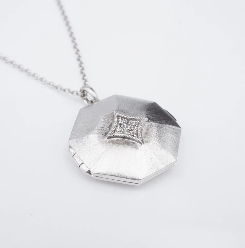 Gabriel & Co. 蓝宝石八角形吊坠项链带白色蓝宝石 25 英寸 NS2255 — 第 1/4 张图片