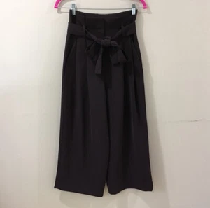 COS Belted Paperbag Pleated Wide Leg Culottes Pants Plum size 34 US XS - Picture 1 of 9