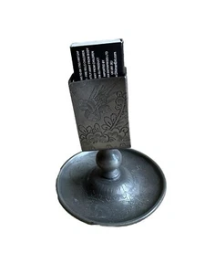Pewter engraved vintage match boxholder 12 Cm Oriental Birds Swatow - Picture 1 of 7