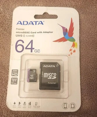 ADATA Premier micro SDHC/SDXC UHS-I U1 Class Memory Card with Adapter 64GB UHS-I - Image 1 of 2