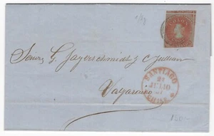 CHILE 1857 Faltbrief Santiago nach Valparaiso Zweiter London Druck - Bild 1 von 1