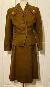 Vintage Early 1950s Moordale Junior Suits Brown Jacket Skirt Set Outfit Size XXS - Picture 1 of 12