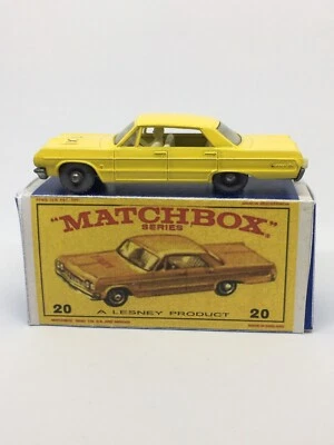 Vintage Lesney Matchbox 20 Custom Chevrolet Impala Taxi Cab GREY Wheel Repro Box - Image 1 of 4