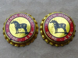 2 early unused BLACK HORSE ALE Ontario cork lined bottle caps FREE SHIPPING! - Bild 1 von 9