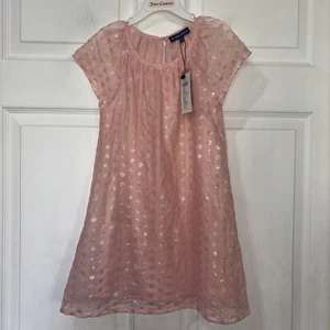 NWT Fame Forever Pink Sequined Dress Girls 4 Lined Cap Sleeves Mesh Overlay - Picture 1 of 7