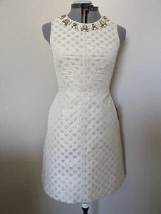 NWT Eliza J Fit and Flare Sleeveless Cream/ Gold Dress Size 6 - Picture 1 of 8